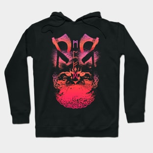 Abstract Cat in Viking Style - Pink/Red Hoodie